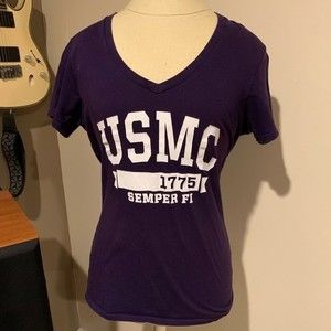 COPY - Champion USMC 1775 Semper Fi Marine Corps babydoll t shirt. Purple size …